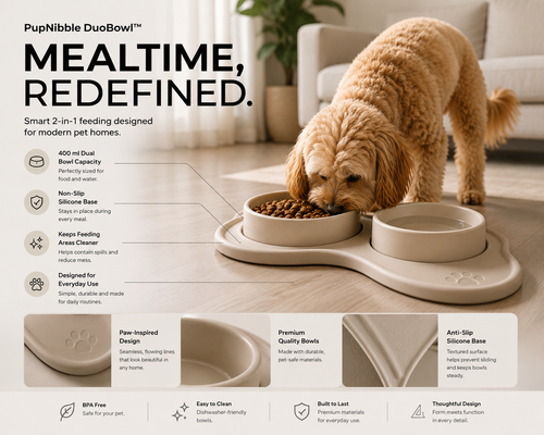 PupNibble DuoBowl | Non-Slip Double Pet Bowl for Food & Water