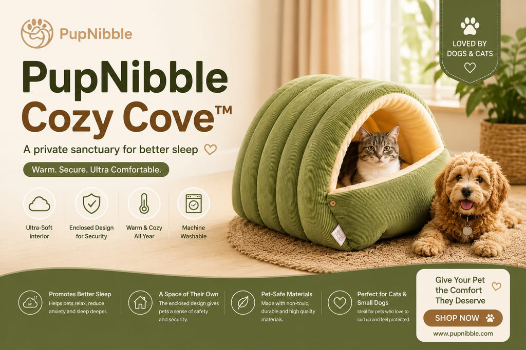 PupNibble CozyCove | Calming Cave Bed for Cats & Small Dogs