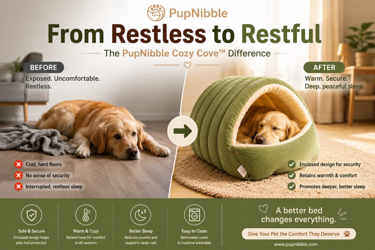 PupNibble CozyCove | Calming Cave Bed for Cats & Small Dogs